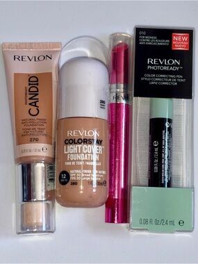 4 PC Revlon Lot Bundle: Foundation, Lip Color, etc